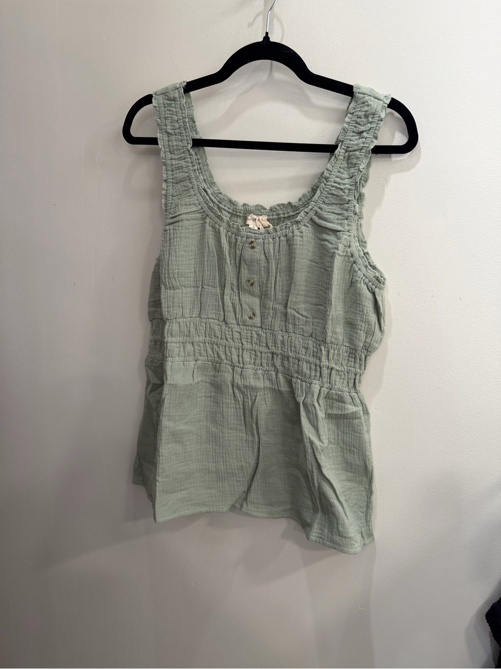 Ham & Thread Smocked Ruffle Tank Top in Sage Green - Picture 2 of 7